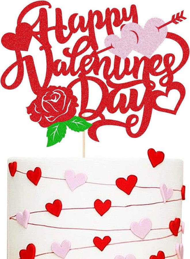 Confetti! Celebrate Love with Our Red Valentine's Day Rose Heart Cake Topper - Suitable for Weddings, Birthdays, and More - Image 1